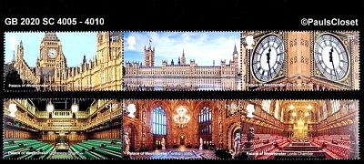GB 2020 SC 4005-10 PALACE OF WESTMINSTER 6 STAMPS 1st (3) £1.68 (3) MNH OG VF - Image 1 of 4