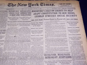 1937 7. JAN NEW YORK TIMES - ROOSEVELTS BITTET GERICHTE UM VERFASSUNG ANZUPASSEN - NT 2772 - Bild 1 von 1