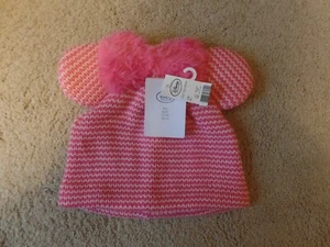 Girls, Disney, Minnie Mouse Cap with Ears, Winter, Pink/White, Size:M-L, NWT - Picture 1 of 4