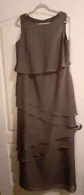 Vestido para mujer XL gris chifón formal 2 piezas transparente varias capas satinado forrado NUEVO Foto 1 de 4