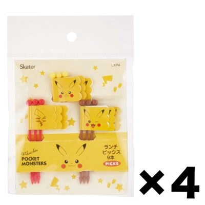 Pokemon Pikachu Lunch Picks 4Pack Set 3Designs@3Picks 9Picks@Pack Skater LKP4 Foto 1 de 4