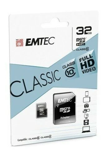 Emtec Classic microSDHC Speicherkarte 32 GB Class 10 inkl SD-Karten Adapter - Bild 1 von 1