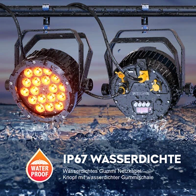 10X IP67 Waterproof LED Par Light 18x18W RGBWA+UV Outdoor Stage Lights DJ Party - Image 1 of 4
