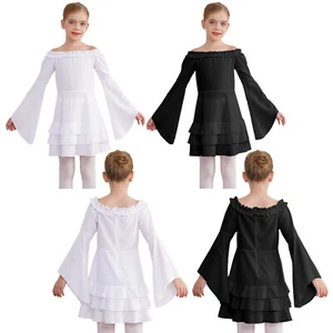 Girl Vintage Victorian Pirate Dress Tiered Ruffle Dress Halloween Party Dress AU - Picture 1 of 25