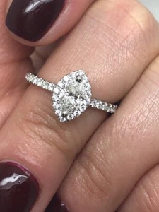 PLATINUM MARQUISE CUT HALO DIAMOND ENGAGEMENT RING 0.80CT DIAMONDS *GH87 - Picture 1 of 11