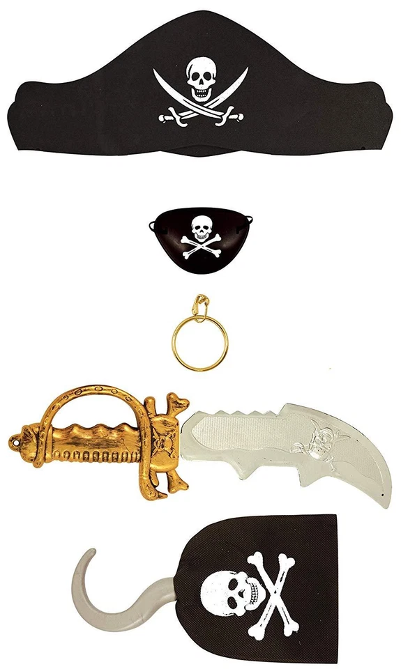 Boys Girls 5 Piece Captain Jack Pirate World Book Day Fancy Dress Costume - Image 1 of 1