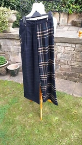 Topshop Navy Blue Patterned Wide Leg Autumn/ Winter Trousers (4) - Picture 1 of 5