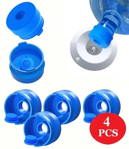 4 Pack Reusable 5 Gallon Water Jug Caps, Leak Proof Silicone Bottle Lids (55mm) - Picture 1 of 10