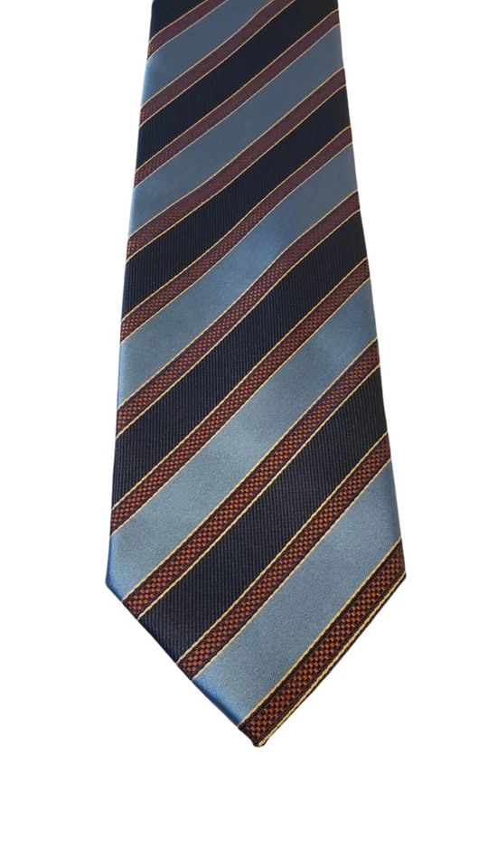 Creazioni Tucci Firenze Mens Luxury Tie Silk Necktie Italy 100% Silk Blue Stripe - Image 1 of 4