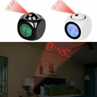 Backlight Alarm Clock Voice Talking LED Projector Cute Design Time Projection - Image 1 of 4