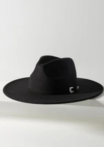 NWT Anthropologie Buckled Wool Rancher Hat One Size New With Tags $78 NWT Black - Picture 1 of 10