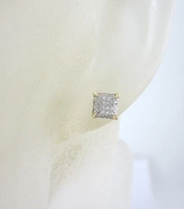 BEAUTIFUL 14K YELLOW GOLD CUBE DIAMOND CLUSTER SCREWBACK EARRINGS .38CT. 2.1G - Foto 1 di 7
