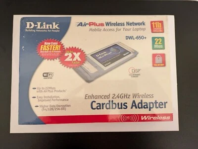 D-Link DWL 650+ Enhanced 2.4GHz Wireless Cardbus Adapter New & Sealed - Image 1 of 2