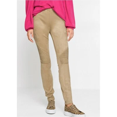 Leggings de gamuza sintética arco iris elásticos calce ajustado pantalones pierna 31 pulgadas arena talla 8 10 12 Foto 1 de 4