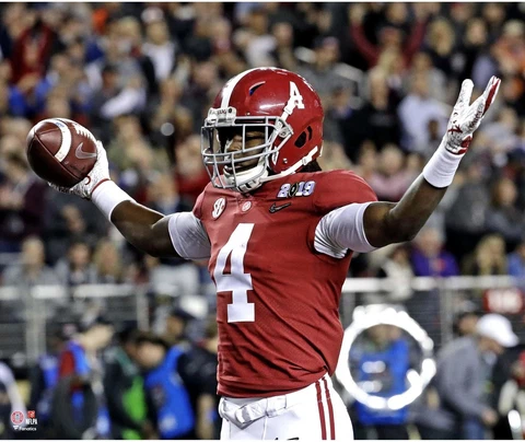 Jerry Jeudy Alabama Crimson Tide Unsigned Touchdown Celebration Photograph Cover