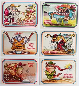 1988 Leaf Baseball Awesome All Stars Sticker Card Lot of 6 Comic Weird Odd CD3 - Picture 1 of 2