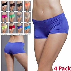 4 Pack Women Dance Exercise Activewear Yoga Boyshorts Mini Panties Bike Shorts - Picture 1 of 15