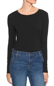 Banana Republic Timeless Long Sleeve Crew Neck T Shirt Tee Top Blouse Black NWT - Picture 1 of 10