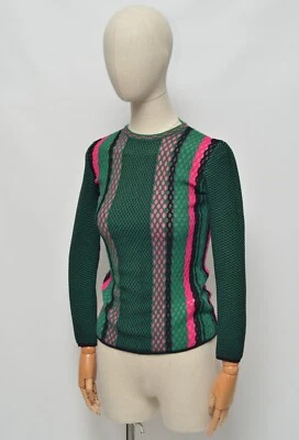 Suéter feminino de luxo MISSONI multicolorido de malha tamanho 8 fabricado na Itália - Imagem 1 de 4