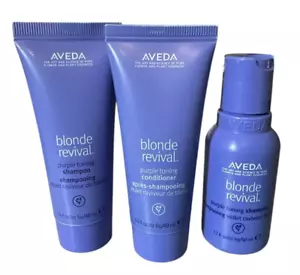 Aveda Blonde Revival Travel Bundle Purple Toning Shampoo x2 & Conditioner NEW! - Picture 1 of 2
