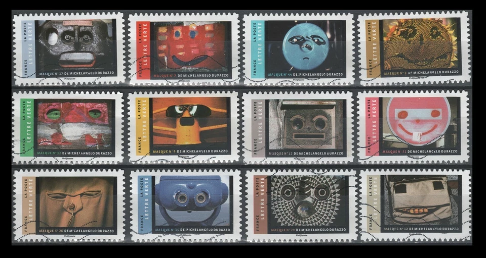 France 5203-5214 Masks like images  (12 USED Stamps issued 2017) - Image 1 of 1
