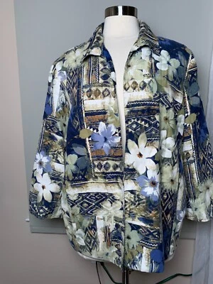 Chaqueta floral multicolor para mujer Alfred Dunner talla 20 Foto 1 de 4