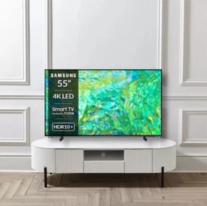 Unidad de entretenimiento con soporte de TV blanco ancho de 150 cm de hasta 67" con tapa de mármol y almacenamiento - Imagen 1 de 8