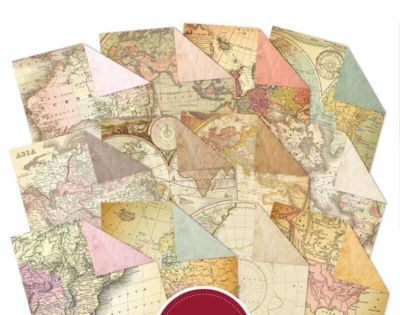 12 Sheets Hunkydory Vintage Maps & Aged Paper 8" x 8" Papers NEW - Image 1 of 4