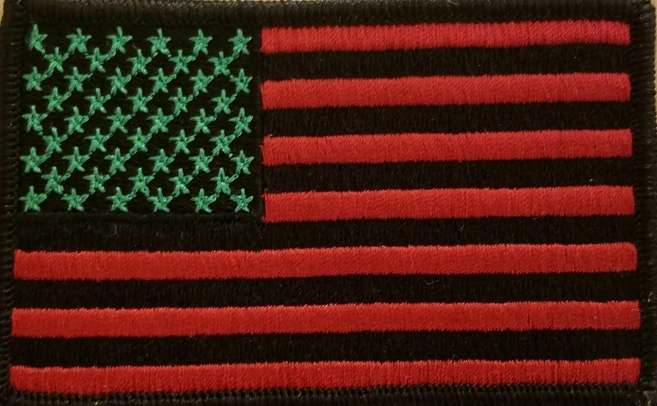 United States USA Flag Iron-On Sew Patch Pan African Colors  - Image 1 of 1