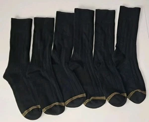 GOLDTOE Boys Large Wide Rib Dress Crew Black Socks 3-Pairs - Picture 1 of 1