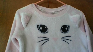 Cold Crush Cat Face Fleece Pull Over Sweater Girls Size M (8/10) *Stains Slv End - Picture 1 of 23