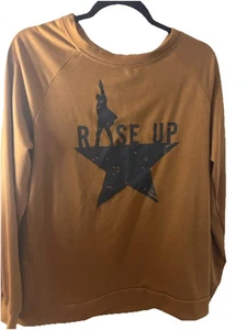 Rise Up Hamilton Musical Gold Star Logo Marrón Manga Larga Talla Grande - Imagen 1 de 7