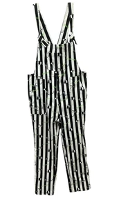Beetlejuice Striped Overalls Size M | Black White Print | Halloween Cosplay Goth - Picture 1 of 4