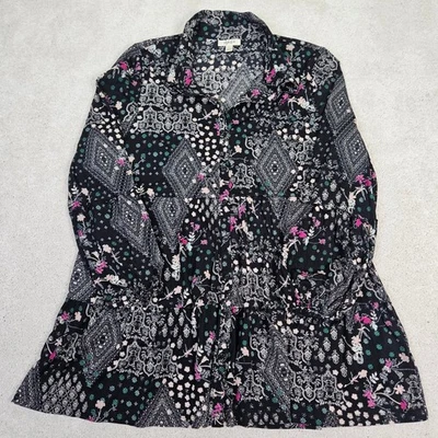Women's Style & Co Floral Paisley Print Long Sleeve Tiered Mini Dress/Tunic Sz L - Image 1 of 4