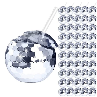 50 PIEZAS Tazas de Bolas Discoteca, Tazas de Fiesta Discoteca de 20 Oz con Tapa y Pajita Reutilizable Fla... Foto 1 de 4