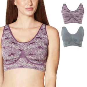 Rhonda Shear 2pack Adjustable Padded Ahh Bra Heather Floral/Light Gray Medium Sz - Picture 1 of 5