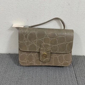 Convertible Handbag with Mirror Womens Small Brown Faux Leather Croc Embossed - Picture 1 of 12