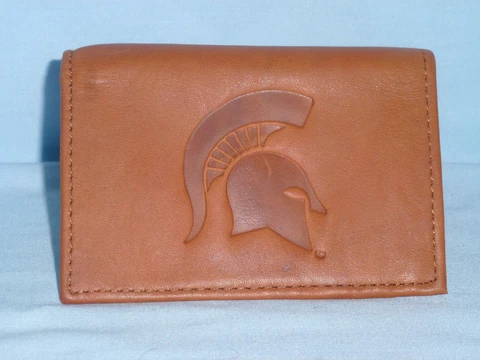 MICHIGAN STATE SPARTANS    Leather TriFold Wallet    NEW    brown 2 Cover