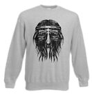 Nordic Barbarian Face Sweatshirt Pullover Vikings Odin Hugin Munin Valhall Odhin