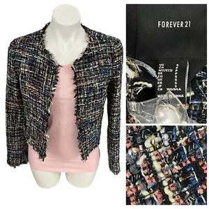 Forever 21 Blazer Womens Small Tweed Old Money Work Office Casual Jacket - Picture 1 of 12