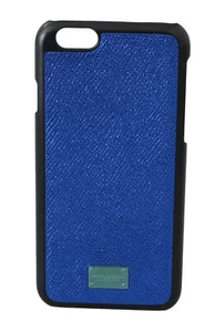 DOLCE & GABBANA Phone Case Cover Blue Leather Silver DG Logo iPhone 6 RRP $200 - Picture 1 of 5