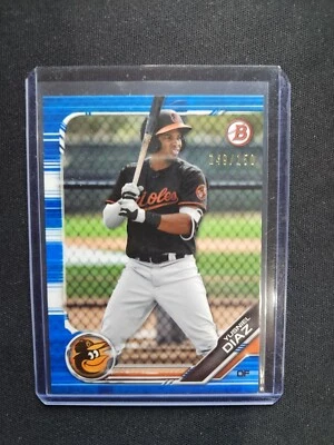 2019 Bowman Baseball Yusniel Diaz RC Blue /150 #BP-109 - Image 1 of 2