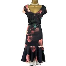 ROMAN Dress 20 Multicoloured Floral Dipped Hem Hi Low Flippy Occasion Sleeve