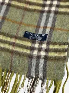 Bufanda vintage Burberry Loden verde Housecheck - 100 % cachemir, hecha en Inglaterra - Imagen 1 de 9