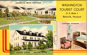 BELTSVILLE, MARYLAND - WASHINGTON ROADSIDE TOURIST COURT - LINEN POSTCARD - Picture 1 of 2