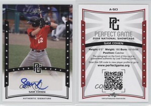 2014 Leaf Perfect Game Showcase Auto Black Sam Cohen #A-SC1 Auto