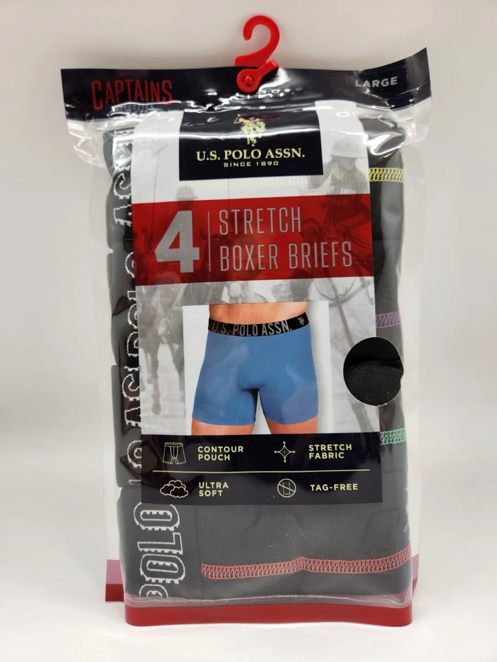 США POLO ASSN 4Pk эластичной логотип мягкий микрофибры трусы-боксеры мужские M L XL ассортимент - Изображение 1 из 2