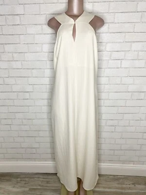 NWT Massimo Dutti Ivory Off White Sleeveless Summer Long Maxi Dress Large Flaw - Image 1 of 4
