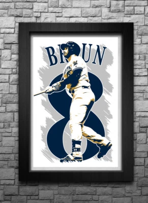Impresión/póster artístico de Ryan Braun Milwaukee Brewers ¡Envío y devolución gratuitos! JERSEY B2G2 Foto 1 de 4