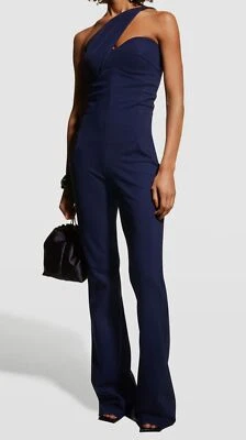 $795 Chiara Boni 女式蓝色不对称单肩连身裤 48 码 — 第 1/4 张图片